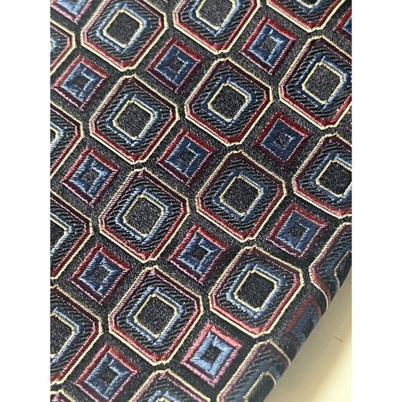 Ermenegildo Zegna Mens Neck Tie Silk Purple Blue Black - Picture 4 of 6